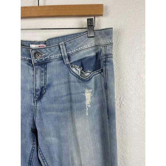 Vintage Bongo Womens Jeans Size 13 Lightwash Flare Leg Embroidered Boho 90's Y2K - Picture 2 of 12
